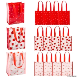 Strawberry Laminated Shopper Tote Bags-12Pk